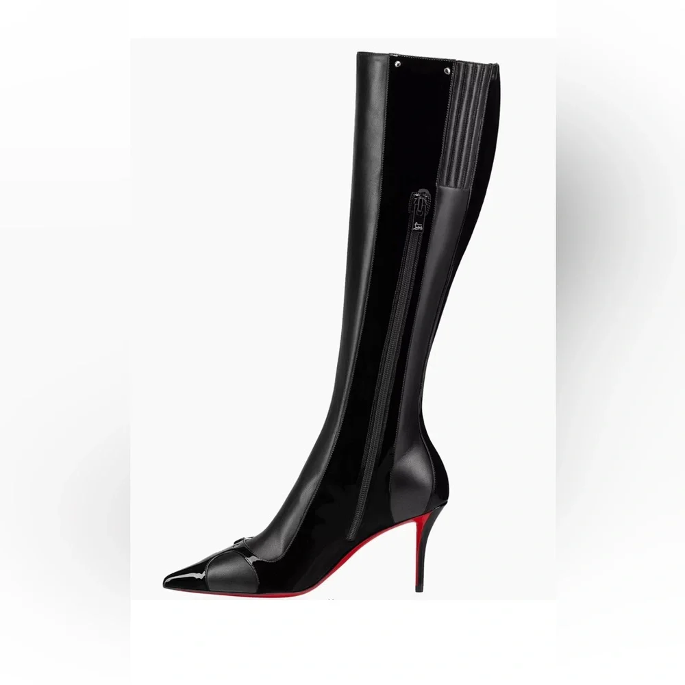 Christian Louboutin IN 90S Botta 80 Black Logo Leather Knee High Boot 40.5 $2395 - Picture 2 of 15